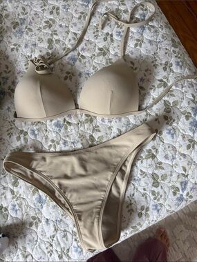 Zaful Beige Triangle Bikini Set